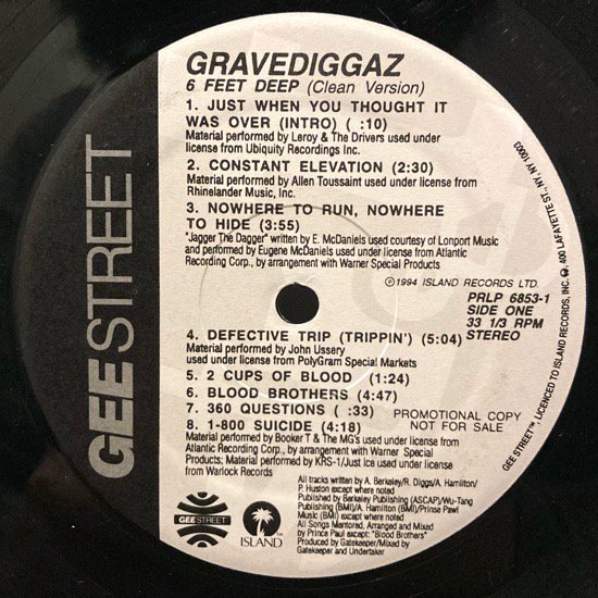 GRAVEDIGGAZ / 6 FEET DEEP (1994 US ORIGINAL RARE PROMO)
