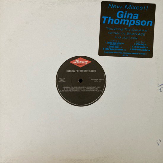 GINA THOMPSON / YOU BRING THE SUNSHINE (1996 US PROMO ONLY )