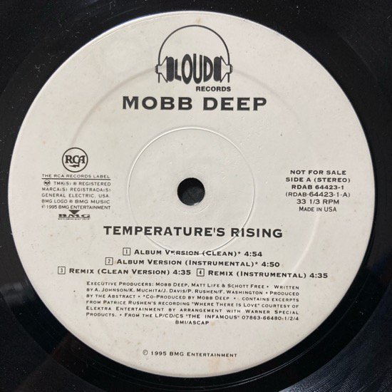 MOBB DEEP / TEMPERATURE'S RISING b/w STILL SHININ' (1995 US ORIGINAL VERY RARE PROMO ONLY)