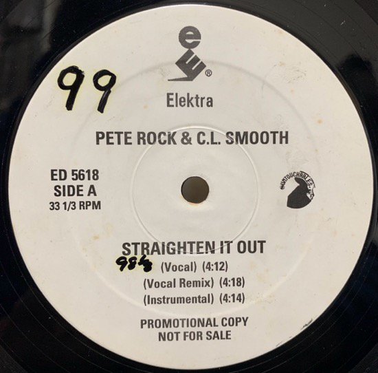 PETE ROCK & C.L. SMOOTH / STRAIGHTEN IT OUT The Vibes Mix ( 1992 US ORIGINAL PRONO ONLY  RARE )