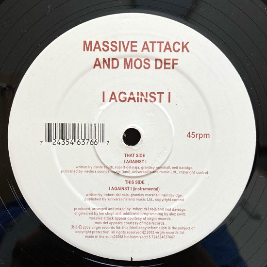 MASSIVE ATTACK AND MOS DEF / I AGAINST I (2002 UK ORIGINAL LIMITED PRESS)