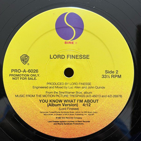  LORD FINESSE / YOU KNOW WHAT I'M ABOUT (1992 US PROMO ONLY)