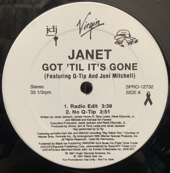 JANET FEATURING Q-TIP AND JONI MITCHELL / GOT 'TIL IT'S GONE (1997 US PROMO ONLY)