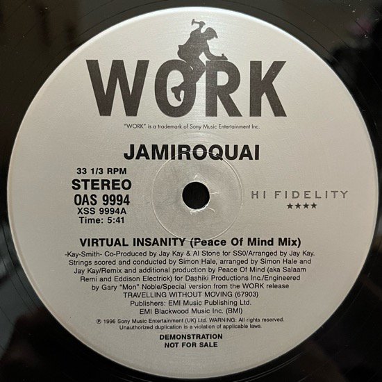 JAMIROQUAI / VIRTUAL INSANITY  (1996 US ORIGINAL PROMO ONLY VERY RARE)