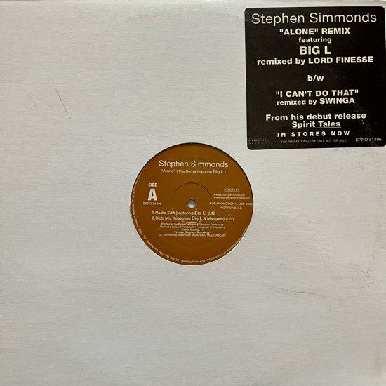 STEPHEN SIMMONDS / ALONE FEAT Big L (Remix) (01 US ORIGINAL PROMO ONLY)