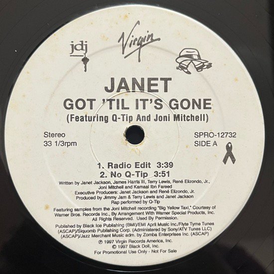 JANET FEATURING Q-TIP AND JONI MITCHELL / GOT 'TIL IT'S GONE  (1997 US PROMO ONLY)