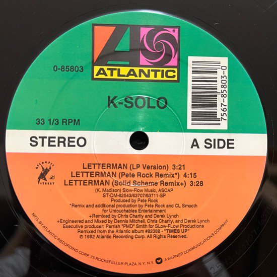K-SOLO / LETTERMAN (1992 US ORIGHINAL)