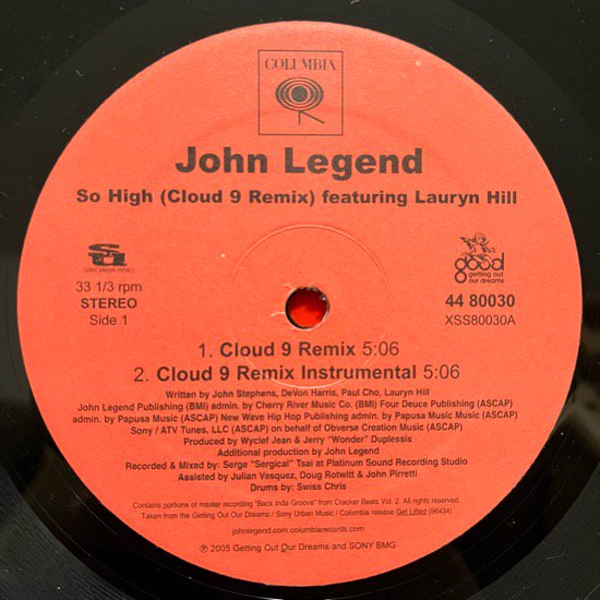 JOHN LEGEND FEATURING LAURYN HILL / SO HIGH (CLOUD 9 REMIX)(2005 US ORIGINAL)