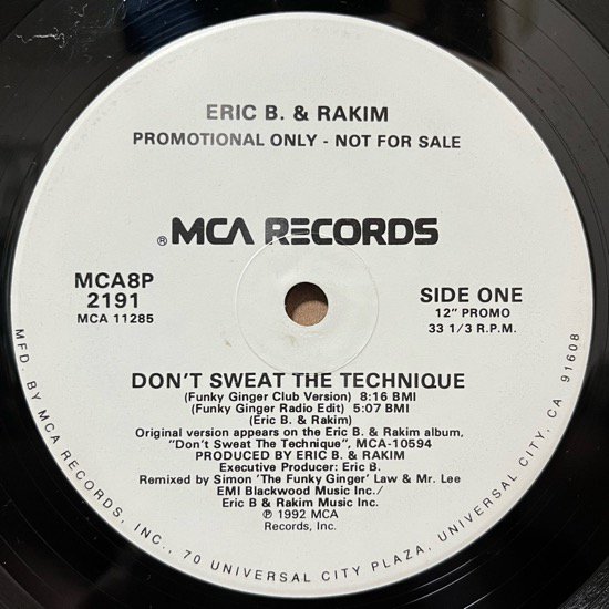 ERIC B. & RAKIM / DON'T SWEAT THE TECHNIQUE (1992 US ORIGINAL PROMO)