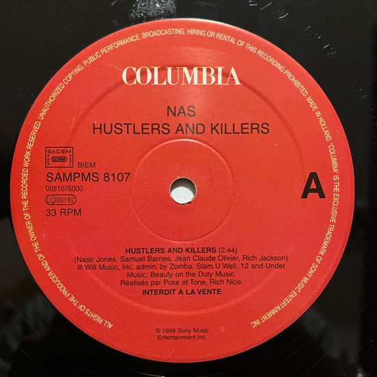 NAS / HUSTLERS AND KILLERS (1999 FRANCE ORIGINAL PROMO ONLY RARE)