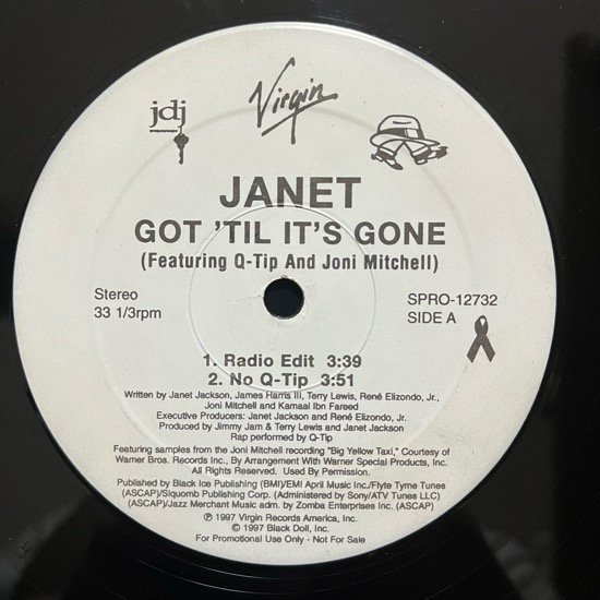 JANET FEATURING Q-TIP AND JONI MITCHELL / GOT 'TIL IT'S GONE (1997 PROMO ONLY)