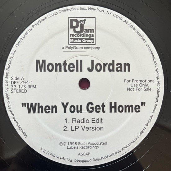 MONTELL JORDAN / WHEN YOU GET HOME (1998 US PROMO ONLY)