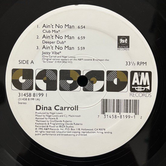 DINA CARROLL / AIN'T NO MAN (1992 US ORIGINAL)