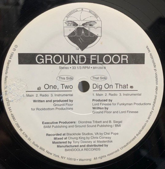 GROUND FLOOR / ONE, TWO b/w DIG ON THAT (1994 US ORIGINAL)
