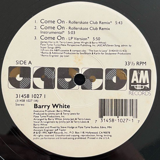 BARRY WHITE / COME ON (1995 US ORIGINAL)