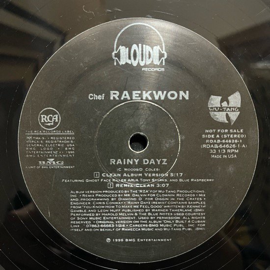 CHEF RAEKWON / RAINY DAYZ REMIX (1996 US ORIGINAL PROMO ONLY RARE PRESS)