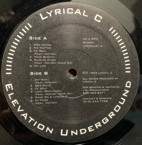 LYRICAL C / ELEVATION UNDERGROUND (1999 US ORIGINAL RARE)