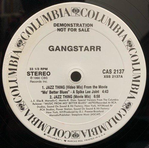 Gang Starr / Jazz Thing (1990 US ORIGINAL PROMOTIONAL ONLY VERY RARE)(VALDO刻印入り）