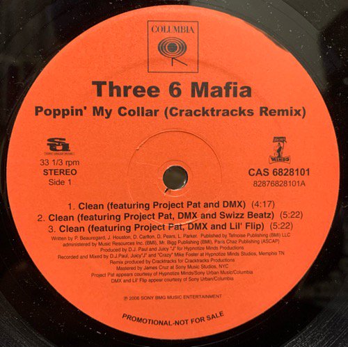 Three 6 Mafia / Poppin' My Collar (Cracktracks Remix)(2006 US PROMO ONLY)