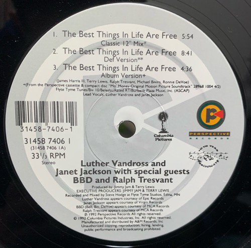 Luther Vandross & Janet Jackson / The Best Things In Life Are Free (1992 US ORIGINAL)