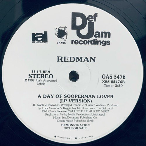 REDMAN / A DAY OF SOOPERMAN LOVER (1992 US ORIGINAL PROMO ONLY RARE PRESS)