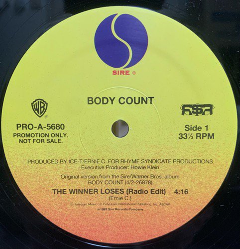 Body Count  /  The Winner Loses / ICE-T / Fly By (1992 US PROMO ONLY )
