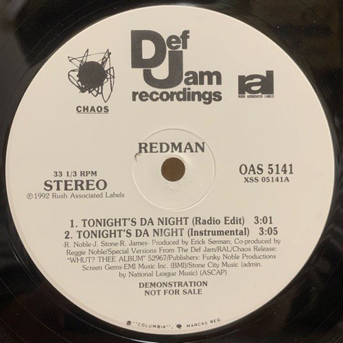 REDMAN / TONIGHT'S DA NIGHT (1993 US ORIGINAL PROMO)