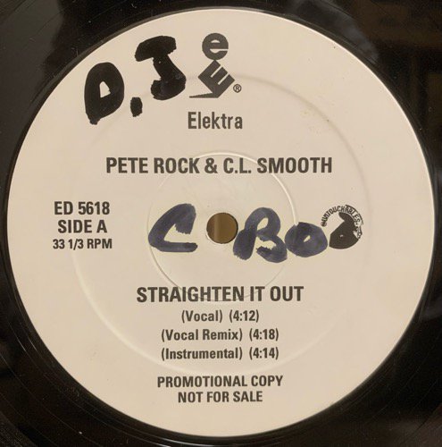 PETE ROCK & C.L. SMOOTH / STRAIGHTEN IT OUT The Vibes Mix ( 1992 US ORIGINAL PRONO ONLY RARE )