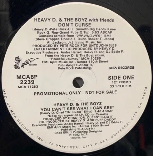HEAVY D. & THE BOYZ / DON'T CURSE b/w YOU CAN'T SEE WHAT I CAN SEE (1992 US ORIGINAL PROMO)