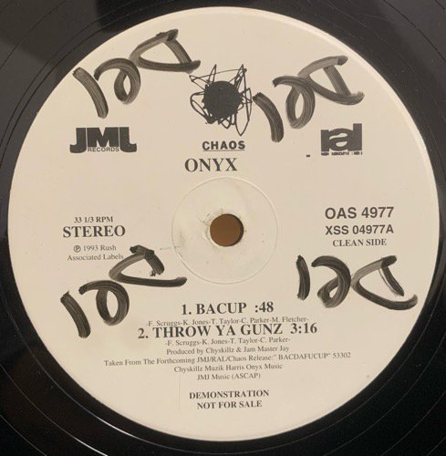 Onyx / Bacdafucup / Throw Ya Gunz (1993 US PROMO ONLY)