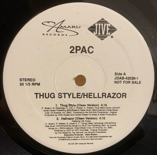 2Pac / Thug Style / Hellrazor (1997 US PROMO ONLY RARE)