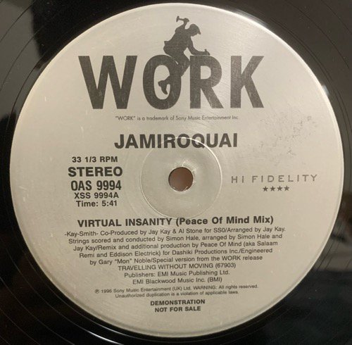 JAMIROQUAI / VIRTUAL INSANITY (1996 US ORIGINAL PROMO ONLY VERY RARE)