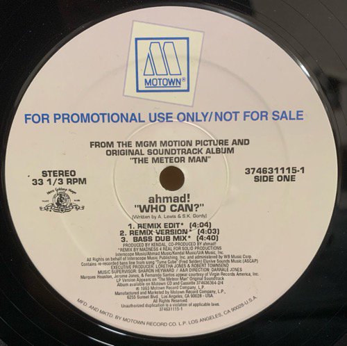 Ahmad! / Who Can? (1993 US PROMO ONLY)