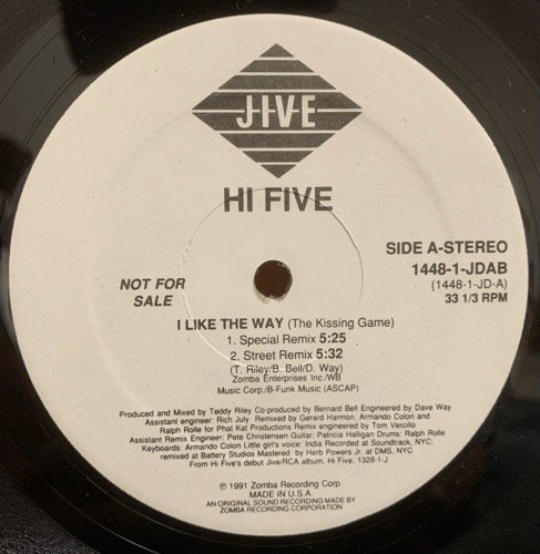 HI-FIVE / I LIKE THE WAY (Remix)(THE KISSING GAME) (1991 US ORIGINAL PROMO ONLY RARE PRESSING)
