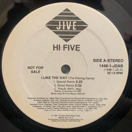 HI-FIVE / I LIKE THE WAY (Remix)(THE KISSING GAME) (1991 US ORIGINAL PROMO ONLY RARE PRESSING)