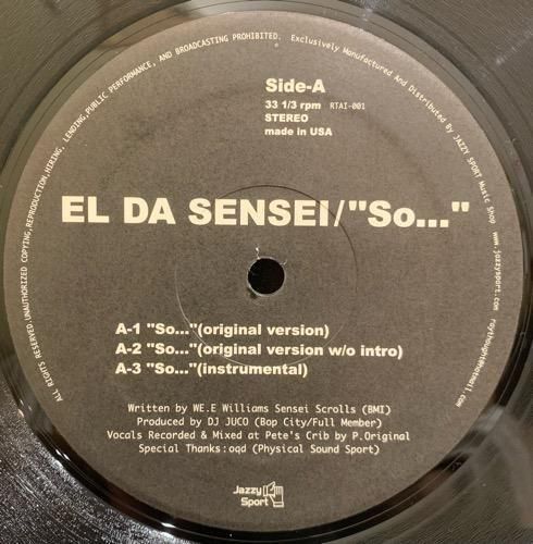 El Da Sensei / Artifacts / So... / It's Gettin' Hot Remix (2005 JP ORIGINAL)