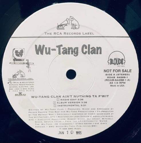 WU-TANG CLAN / WU-TANG CLAN AIN'T NUTHING~ / SHAME ON A NIGGA (1994 US PROMO ONLY VERY RARE)
