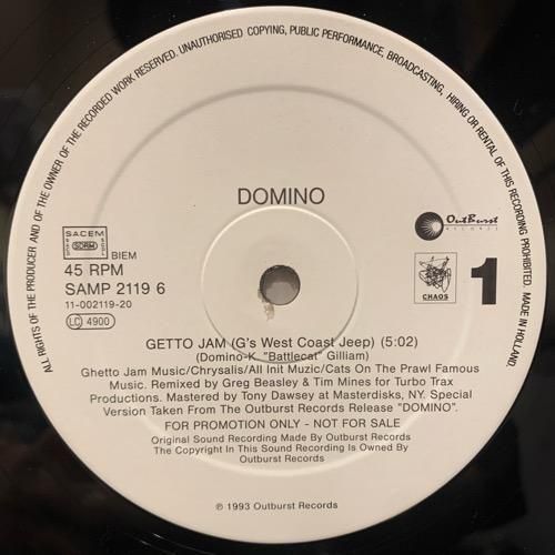 DOMINO / GETTO JAM , Getto Jam (West Coast Jeep Dub) (1993 EU PROMO ONLY RARE)
