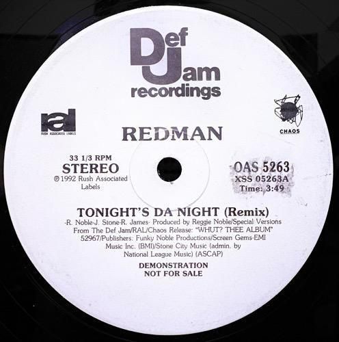 Redman / Tonight's Da Night (Remix)(1992 US PROMO ONLY RARE)