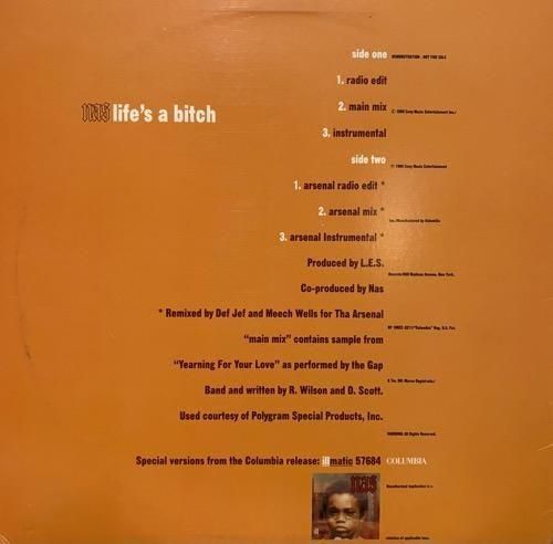 Nas / Life's A Bitch (1994 US PROMO ONLY VERY RARE) - SLASH RECORD