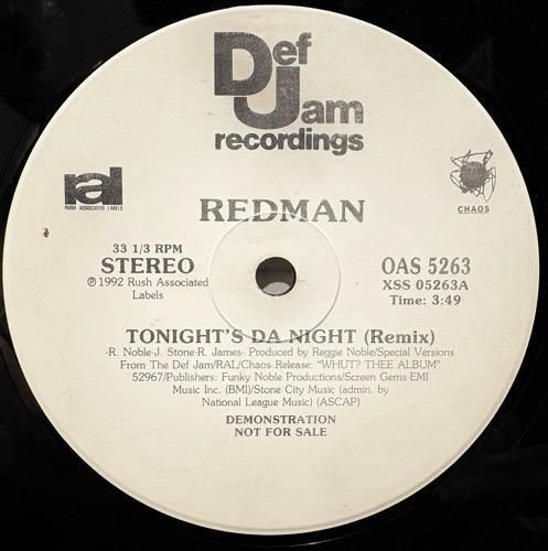 Redman / Tonight's Da Night (Remix)(1992 US PROMO ONLY RARE)