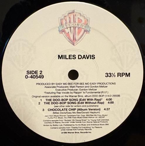 MILES DAVIS / THE DOO-BOP SONG (1992 US ORIGINAL) - SLASH RECORD