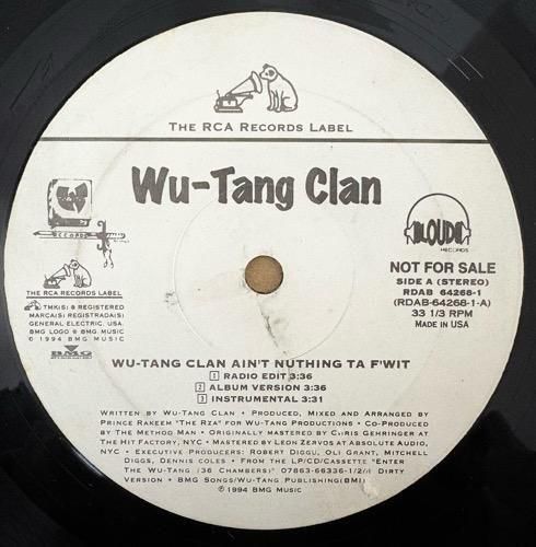 WU-TANG CLAN / WU-TANG CLAN AIN'T NUTHING~ / SHAME ON A NIGGA (1994 US PROMO ONLY VERY RARE)