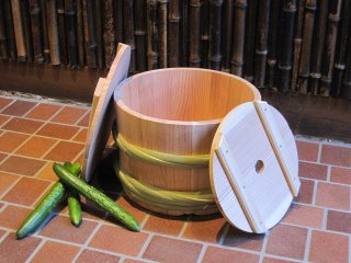 天然さわらの漬物樽（５升）漬物桶　竹タガ