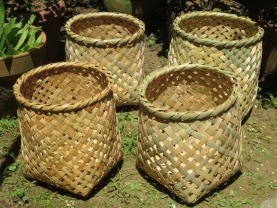 竹製野菜かご（四つ目）大（底四角）