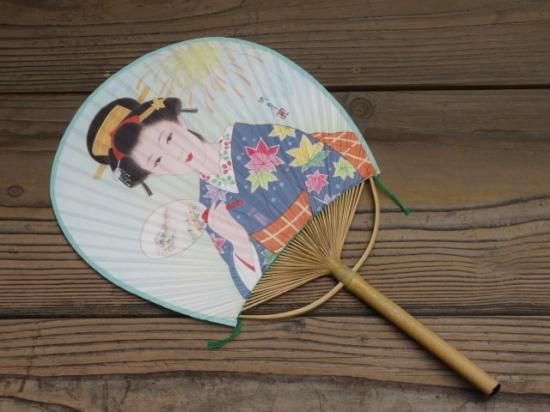 房州うちわ 美人画 花火 玉子 房州うちわ 美人画 花火 玉子