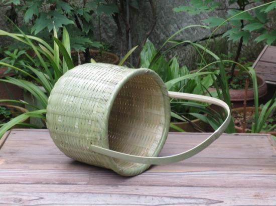 竹製手付き篭（大）湯かご（深）菊底編