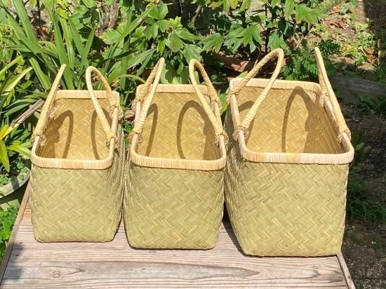 真竹買出し篭(中)市場かご(籐手)エコバッグ しなやか 真竹買出し篭(中)市場かご(籐手)エコバッグ しなやか