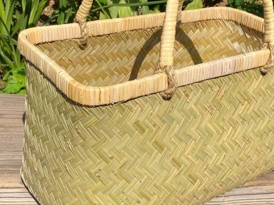 松野屋 篠竹買い物かご 岩手県産篠竹の手作り自然素材エコバッグ旅行バッグ