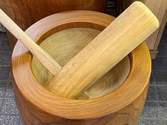 けやきうす けんせつパーク | けやき臼と杵3本セット 大型タイプ 約49cm